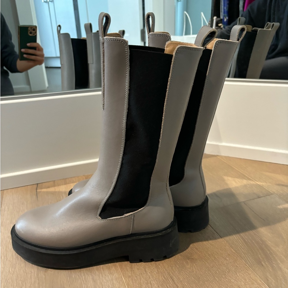 & Other Stories Grey tall Chelsea boots.